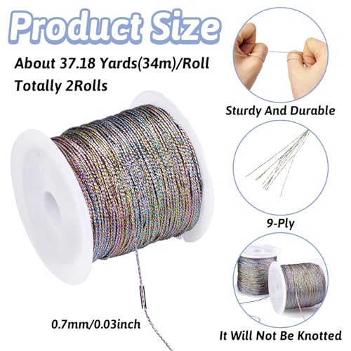 2 Rolls 0.7mm Borduren Draad Kruissteek Thread 9 Ply Polyester Borduurwerk Thread voor haak Naaien Vriendschap armband sieraden maken