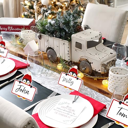 50 Stks Kerstplaats Kaart Pinguïn Tafel Zitkaarten Papier Naam Kaarten Voor Kerst Tafel Instelling Verjaardag Xmas Bruiloft Diner Party Supply 3