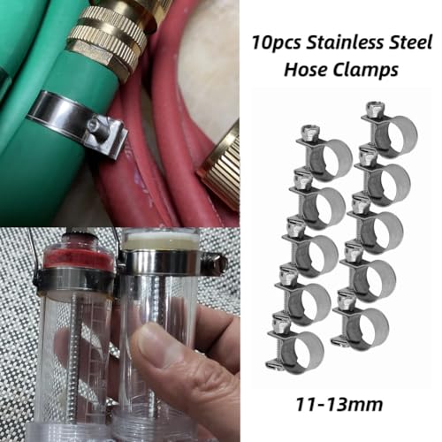10 st Slangklemmen, 304 roestvrij staal verstelbaar 6mm-20mm Bereik Brandstoflijn Klemmen voor Sanitaire Automotive (11-13mm)