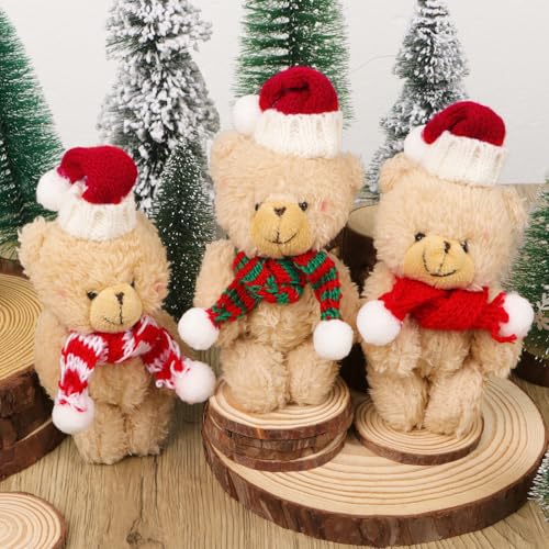 Wichtel Accessoires Kerst - 3 stuks pluche beer voor poppenhuis Accessoires - miniatuur beer hanger voor sleutels en tassen - kleine geschenken voor kerst 3