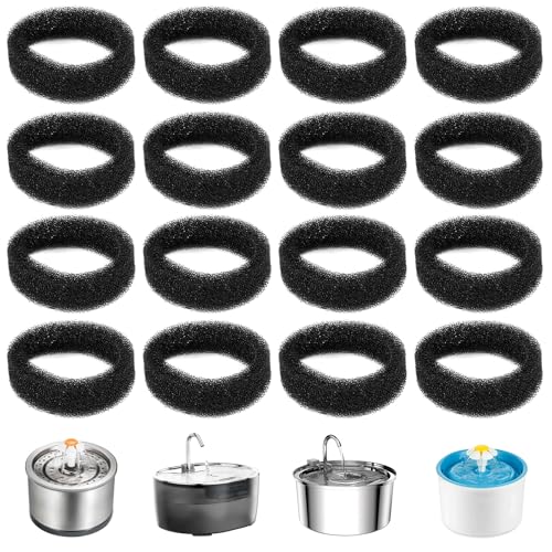16Pcs Foam Filter, Cat Fountain Filter, Ronde Huisdier Waterfontein Filte 2.5L, Pet Fountain Foam Pre-Foam Filter