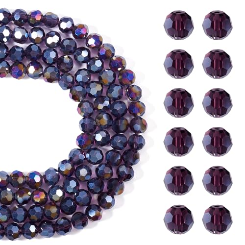 4 onderdelen Donker paars Facet glazen kralen 10mm Ronde Transparant kristal glazen kralen Spacer kralen dikke kralen Bulk voor DIY armband ketting sieraden maken