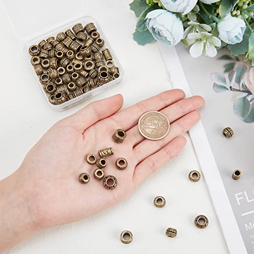 80st 8 Styles Legering Europese kralen, Tibetaanse antieke bronzen afstand kralen Charm Grote gaten ketting kralen voor doe-het-zelf sieraden maken, Gat: 5.5mm 3