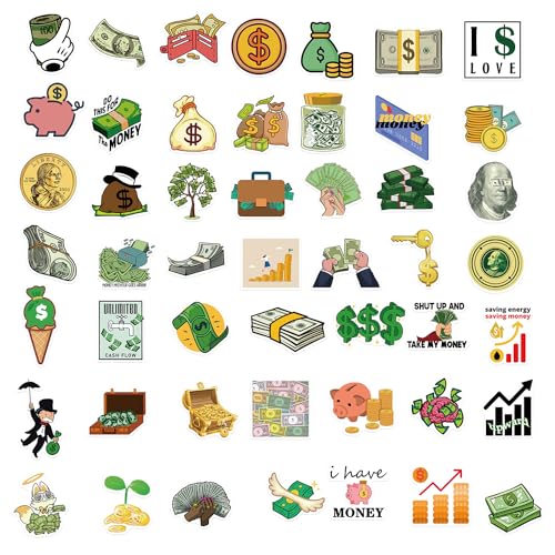 Gouden Munten Sticker Set voor tieners Volwassenen 50 stuks Gouden Munten Waterdichte Vinyl Stickers Automotor Fiets Skateboard Snowboard Bagage Laptop Koffer Helm Motorfiets 4