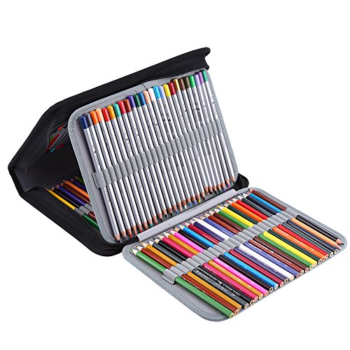 150 Compartiments grote capaciteit PU leren vouw behuizing met draaghandvat, zwart, casual 5