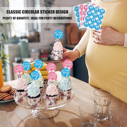 144 stuks geslacht onthullen stickers, Team Boy & Team Meisje labels stickers Jongen of Meisje Baby Feest decoratie blauw en roze geslacht stickers geslacht Reveal party jongen of meisje decoratieve stickers 4