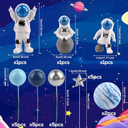 25 Pieces Space Cake Topper set, Astronaut Planet Star Space Cake Decoraties voor jongens Meisjes verjaardag feesten Baby Douches Supplies