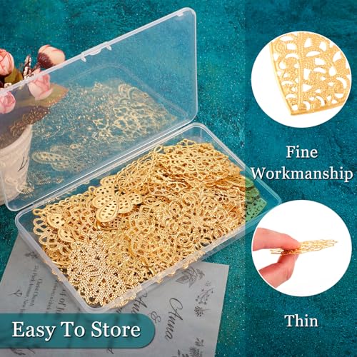 48st Gold Filigree Connector Hangers 6 Styles Classic Plating Flower Charms Ornamenten voor oorbellen ketting sieraden maken ambachten 4