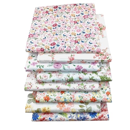 Patchwork Naaistof Verpakking van 8 Bloemen 50 x 50 cm Katoen Gedrukt Stof Katoen Klein Stof voor DIY Ambachten (Roze) 3
