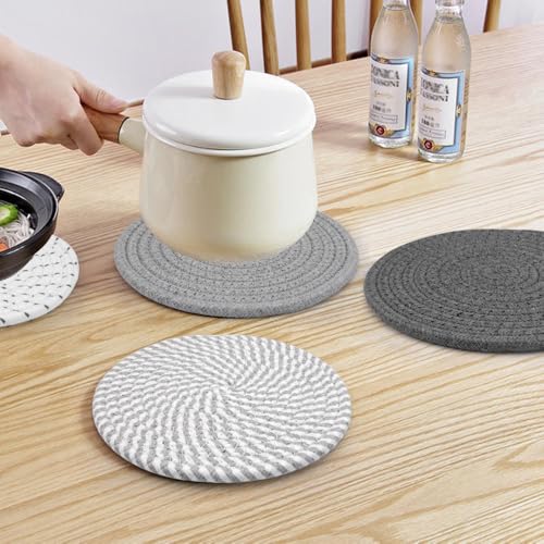 Set van 4 onderzetters, katoenen draad, geweven Mat, onderzetters, Pot, Absorberende Coasters Katoen geweven, Geïsoleerde Pot Mat 3