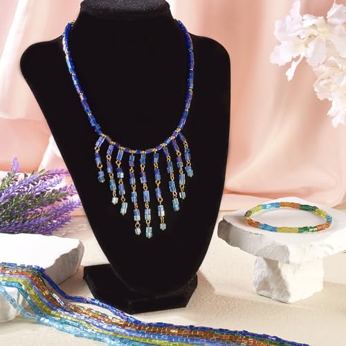 8 Strands AB Kleur Vergulde Transparante Glas Kralen Strands Rechthoek 8 Kleuren Glas Spacer Kralen Bulk voor DIY ketting armband sieraden maken