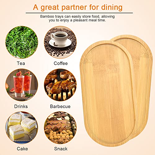 4 st Bamboe Trays, Oval Hout Trays, Small Ronde Bamboe Tray, Houten Serveerplank, Solid Bamboe Tray voor Thee, Koffie, Cake, Onderzetter voor Beker, Succulent, Bloem Plant 5