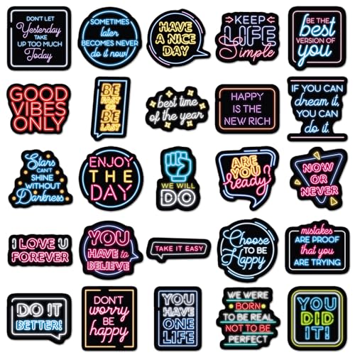 Neon Geïnspireerd Stickers voor tieners en volwassenen, 50 stuks, Inspirerende Vinyl Sticker Set, Auto, Motorfiets, Fiets, Skateboard, Snowboard, Bagage, Laptop, Koffer, Helm, Motorfiets, Computer 4