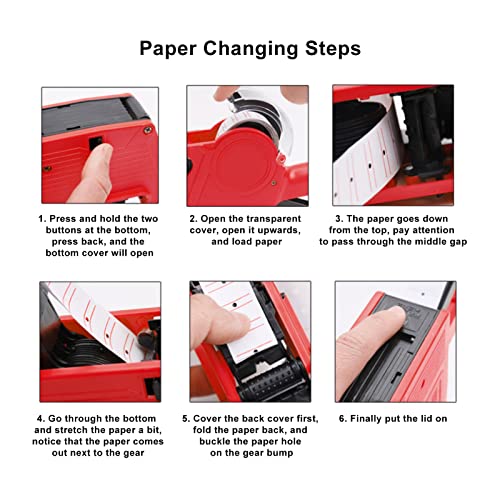 Rood 8 digit prijs pistoolkit, handmatige etikettering machine, prijs marker gereedschap met reserve inkt (rood) 3