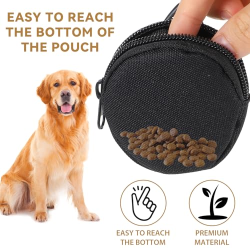 Verpakking van 2 Hondensnack tassen, Kleine hondensnacktas met karabijnhaak, zwarte trainingszak, hondensnacktas met zip, voor reizen, wandelen, huisdiertraining
