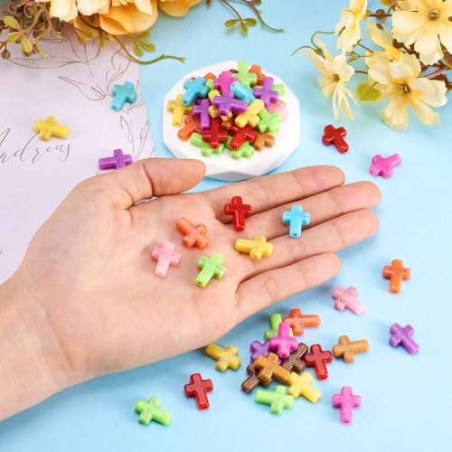 Acryl Kruis Kralen Crack Chunky Crucifix Crucifix Loose Spacer Kralen Bulk voor Pasen DIY ambachten ketting armband sieraden maken 100 st 5