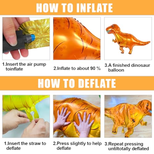 Dinosaurusballonnen, 2 stuks 3D Large Foil Animal Ballonnen Opblaasbare Dinosaurus T-Rex Ballonnen Dinosaurus Themafeest Decoraties voor kinderen 5