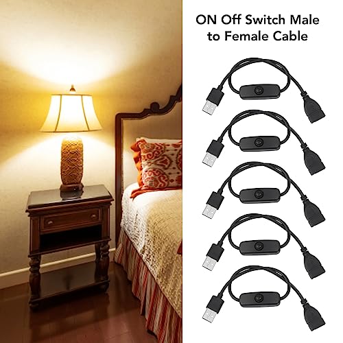 USB-kabel met Switch, 5Pcs USB Male to Female Extension Cord USB Extension Cable met aan/uit switch zwart 4