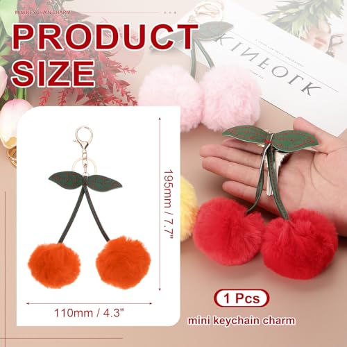 Pom Pom sleutelhanger, Fluffy sleutelhanger leuke bont bal sleutelhangers Cherry Bag Charm Nep konijn bont voor meisjes rugzakken