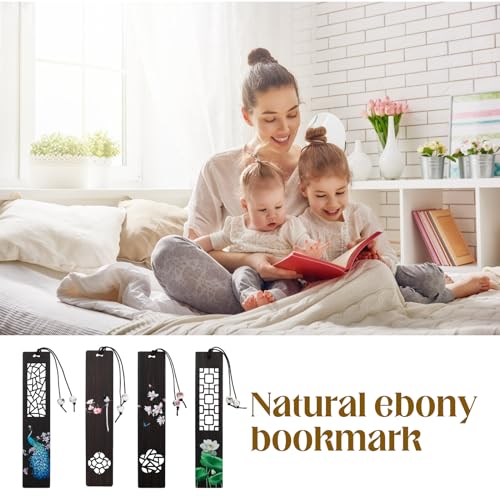 4 stuks houten bladwijzers, vintage bladwijzers, geschenk, natuurlijke bladwijzers met geschenkdoos, handgemaakte houten bladwijzerset voor leraren, studenten, mannen en vrouwen 4