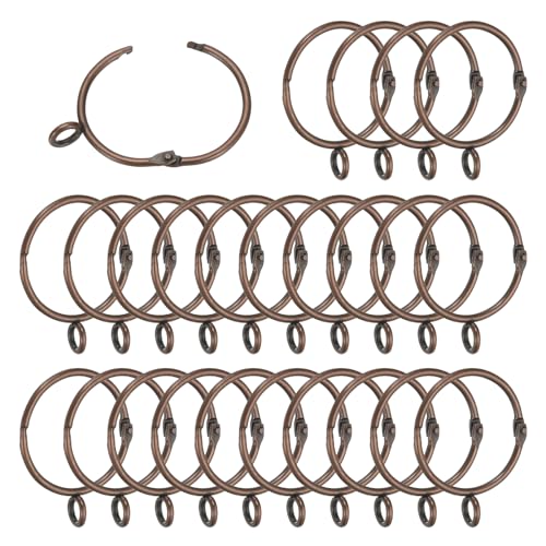 1.5 Inch Binnendiameter gordijn Rod ringen met ogen, 25 stuks metalen gordijn Ring voor gordijn Rods Hoop Pennen, Rode Brons