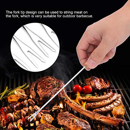 12 stuks roestvrij Stalen Barbecue vorkschaatsen Set met houten handvat, Portable Baguette Sticks Casserole Sticks Kebab Skewers voor Barbecue, Camping Grill 5