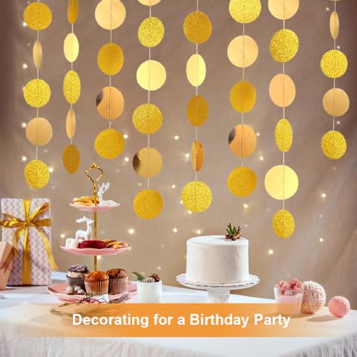 5Stuks 4M Gold Paper Garland, Glitter Circle Dots Party Decoration, Hanging Party Decorations Paper Glitter Garlands, Romantic Garland for Birthday Party, Christmas, Bruiloft 4