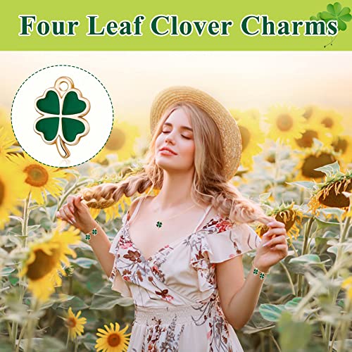 Vier Clover Charms, 24 stuks Groene Metal Vier Klaver Lucky Charm Clover Bedels Ornamenten DIY sieraden Accessoires, Metal, Metal