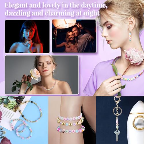 Letterkralen, ca. 1000 stuks, lichtgevende brief kralen, ambachtelijke kralen, acryl kralen (lichtgevende kleurrijke) 4