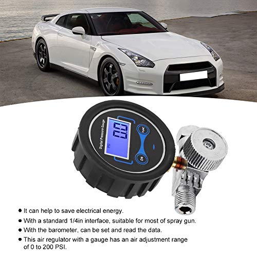 Pneumatische luchtregulator, regelventiel, digitale drukmeter, verfspuitpistool, drukregelaar, drukmeter, 1/4 inch voor spuitpistool