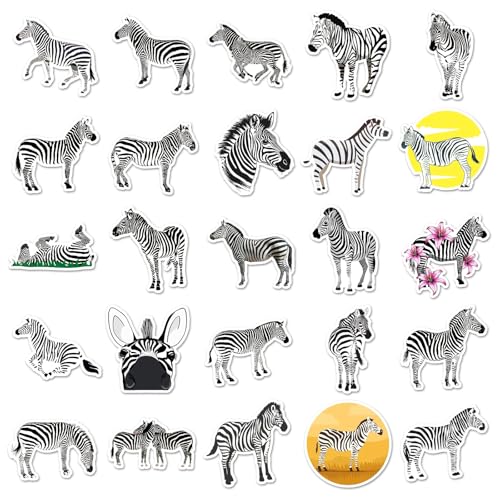 Zebra Stickers voor tieners en volwassenen, 50 stuks, Animal Zebra, Waterdichte Vinyl Sticker Set, Auto, Motorfiets, Fiets, Skateboard, Snowboard, Bagage, Laptop koffer, Helm, Motorfiets