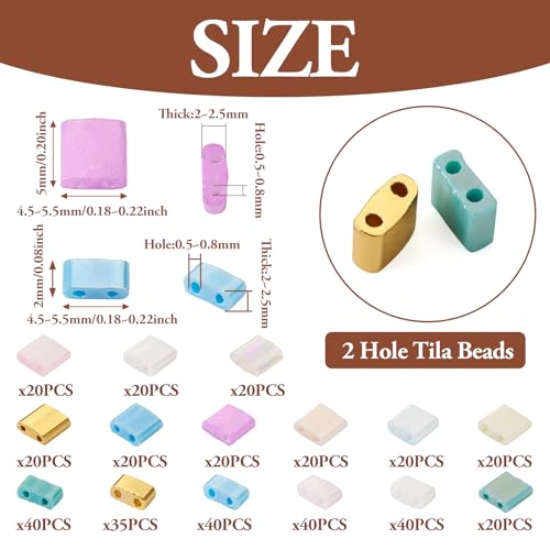 395 st. 2 Hole Half Tila Kralen 15 Style Rechthoekige Glazen Zaad Kralen voor Multiple Strands Armband Ketting sieraden ambachten maken, Gat: 0,5~0,8mm 3