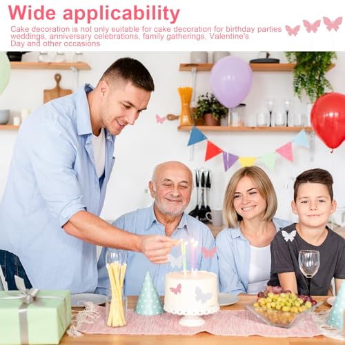 Verpakking van 100 decoratieve vlinders cake decoratie Papier Cake Decoratie Witte Roze Verjaardag Cake Decoratie met Sticks en Kleeftips voor het decoreren Cake verjaardag Party 4