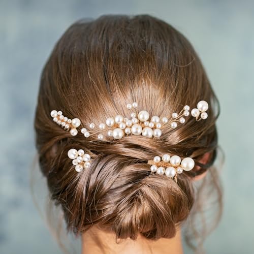 5 st Parel bruid bruid haar Comb, U Vorm bruid Hair Clip Faux Pearl Bruids zijde Combs Gold Hair Comb Hair Comb Barrette Vintage esthetische bruids haar accessoires voor vrouwen meisjes