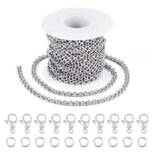 5 m roostvrijstellen kettingen voor sieraden maken kit kruisschakelkettingen met kreeft blauw sluiten springringen voor ketting armband