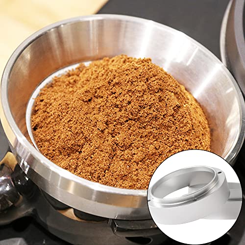58mm Koffie Espresso Dosing Funnel Ring Catcher, Aluminium Koffiezetapparaat Espresso Funnel Vervanging Koffiezetapparaat Accessoires voor thuis / Cafe Zilver 5