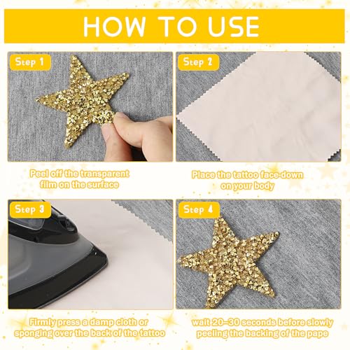 Verpakking van 24 Star Iron-on platen, Gold Rhinestones, Sterren voor Strijken op Rhinestones, Star Appliques, Glitter Star, Sew-on op Iron-on platen, Strijkplaten voor Strijken On 5