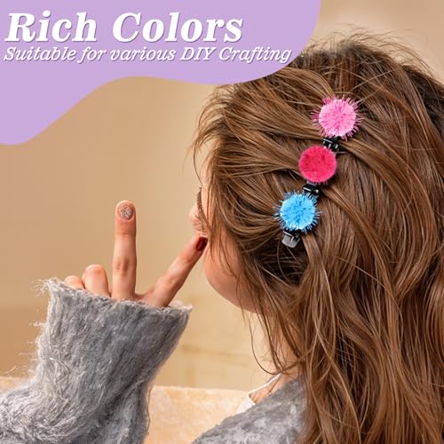 200 st 0,6 inch pompoms, glitter kleine pompoms ballen, veelkleurige pluizige bladerdeeg balletjes, kleine pluizige pompoms pompons voor kunstnijverheid het maken van decoraties 3