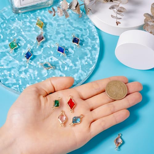 Rhinestone Charms & Links Connectors Geboortesteen Dangle Charms Kralen voor DIY ambachten ketting armband sieraden maken, glas, glas 5