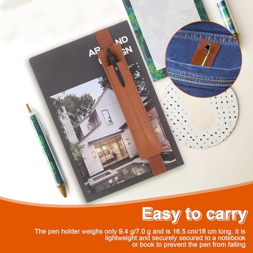 Set van 6 leren pennenhouders, elastisch verstelbaar PU leer, penhouder met elastische band, Geschikt voor notebooks, dagboek, mappen 4