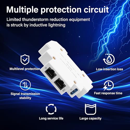 DIN-Rail Ethernet Surge Protector 100Mbps POE Surge Protector 1-2-3-6 voor Switch, Router, Surveillance Camera, Netwerkapparatuur - Eenvoudige montage op DIN Rail 36m m