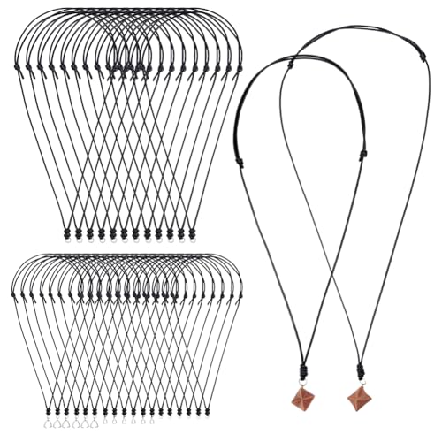 49 st 4 maten Waxed Cord Hanger Kettingen, Black Cord verstelbare kettingen Dubbele geknoopte ketting String voor sieraden het maken van hang hangers Touw, 36-87.5cm