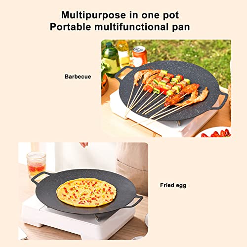 Korean Grill Plate 30 cm Ronde Non-Stick Pan Outdoor Camping Portable Grill Pan met handvat Aluminium Legering Korea Hob Grill Bevestiging voor gasfornuis inductie 4
