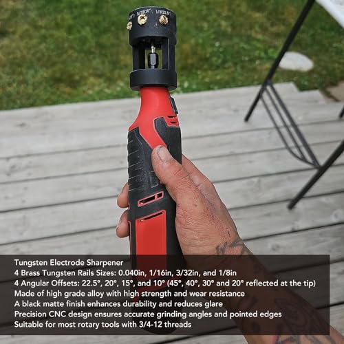 Wolfraam Grinder, Wolfraam Electrode Grinder Multi-hoek lassen Electrode slijpgereedschap voor draaigereedschappen met 3/4-12 Wires Wolfraam Grinder