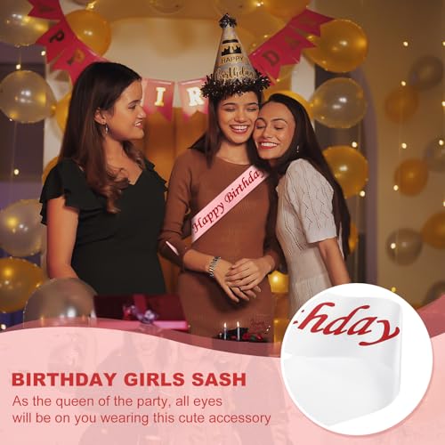 Verjaardag meisjes sash, 2 stuks verjaardag sash voor vrouwen satin koningin prinses sash partij decoraties voor feestgeschenken gunsten, wit 4