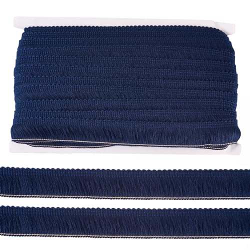 25m Fringe Lace Trim Polyester Ribbon Curtain Tassel Naaistof Curtail Kussen Trim voor kleding Home Decoratie Ambachten, Marine Blauw