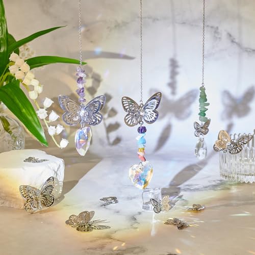 12 st 2 Styles Vlinders hangen Sun Catcher, Messing Links Connectoren met kristal Rhinestone Hangend raam Hanger voor raam bruiloft Tuin Decor sieraden maken, Platinum 4