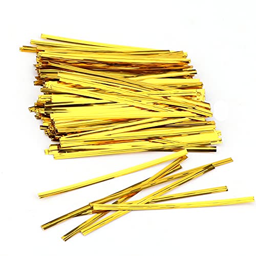 800 stuks 10cm metalen Twist Ties voor snoeptassen, koffietassen, snacks, cake pops, Party Supplies (Goud)