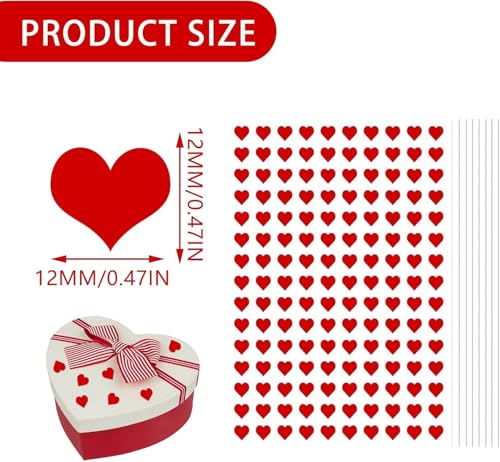 1200 Pieces Heart Stickers, Red Heart Stickers, 1 cm, Small Heart Stickers, Self-Adhesive Heart Stickers, Funny Heart Stickers, voor Uitnodigingsstempels, Cadeauverpakking