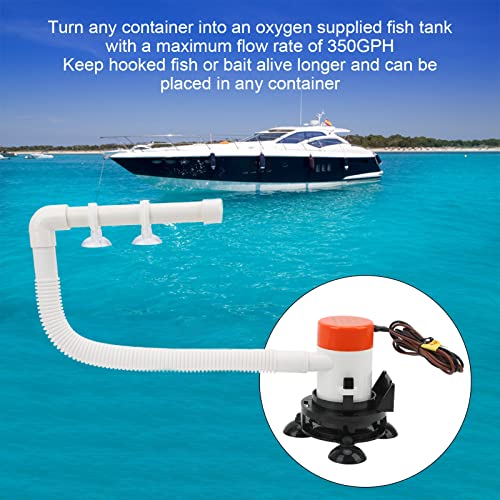 Bait Pump, 12V 350GPH Maximum Flow Boat Tank Vis Saver Aerator Portable Livewell Pump voor elke container 4